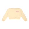 Beige cropped sweatshirt with 'BOATING SEASON' text on a white background