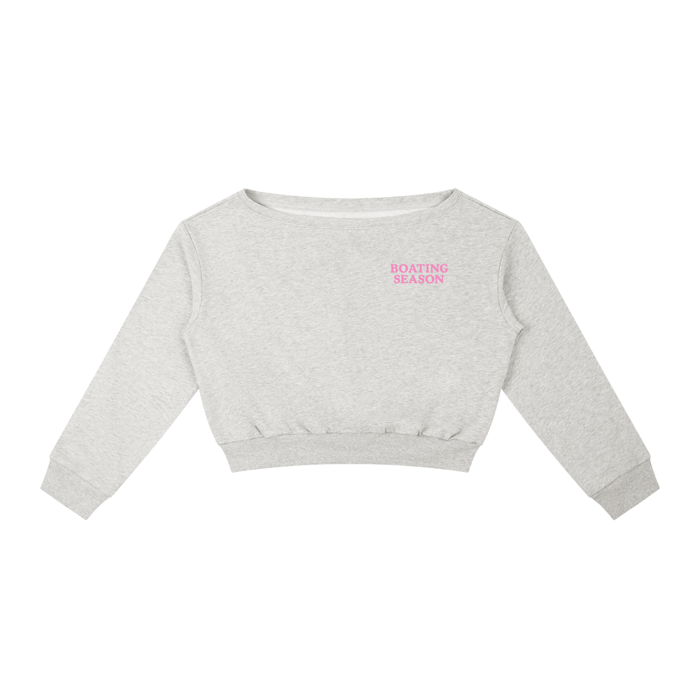 Gray cropped sweatshirt with 'bitcoin whale' branding on a white background