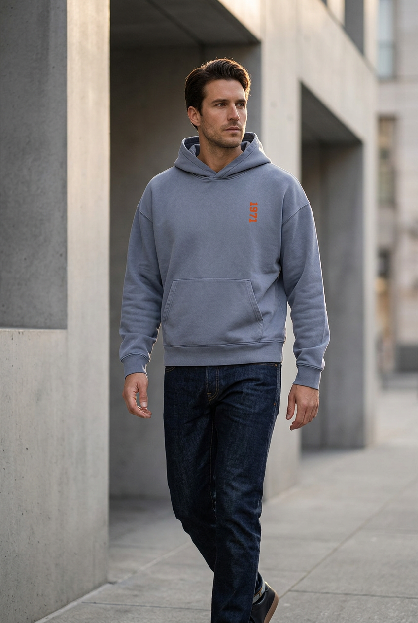 Blue Grey hoodie urban lifestyle