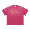 Pink t-shirt with 'Buy Bitcoin' text on a white background