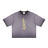 purple Bitcoin t-shirt with yellow bitcoin sign on a white background