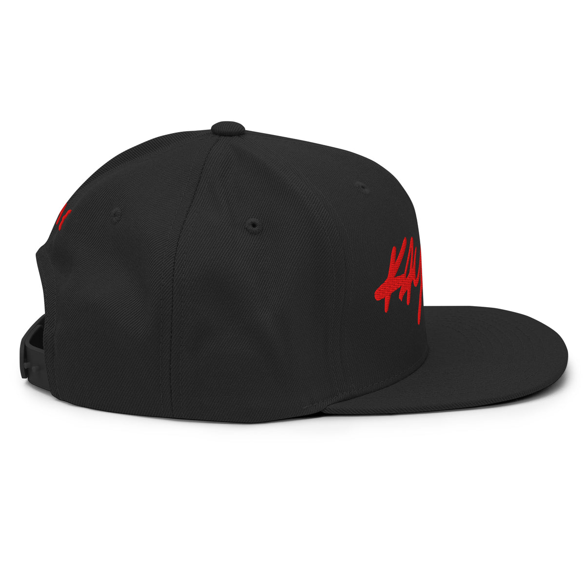 Kayfabe Snapback Hat in black, right side view