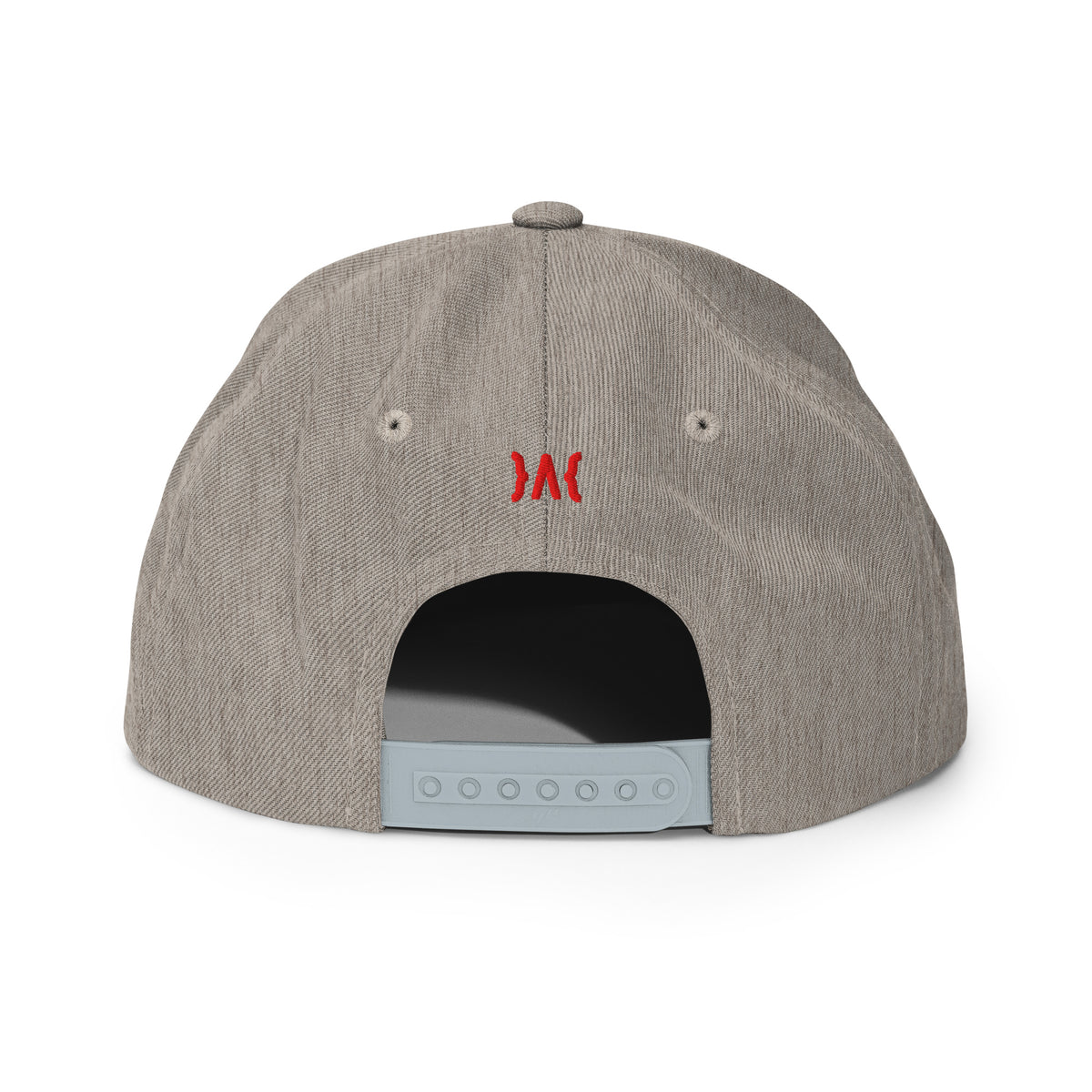 Kayfabe Snapback Hat in heather grey, back view