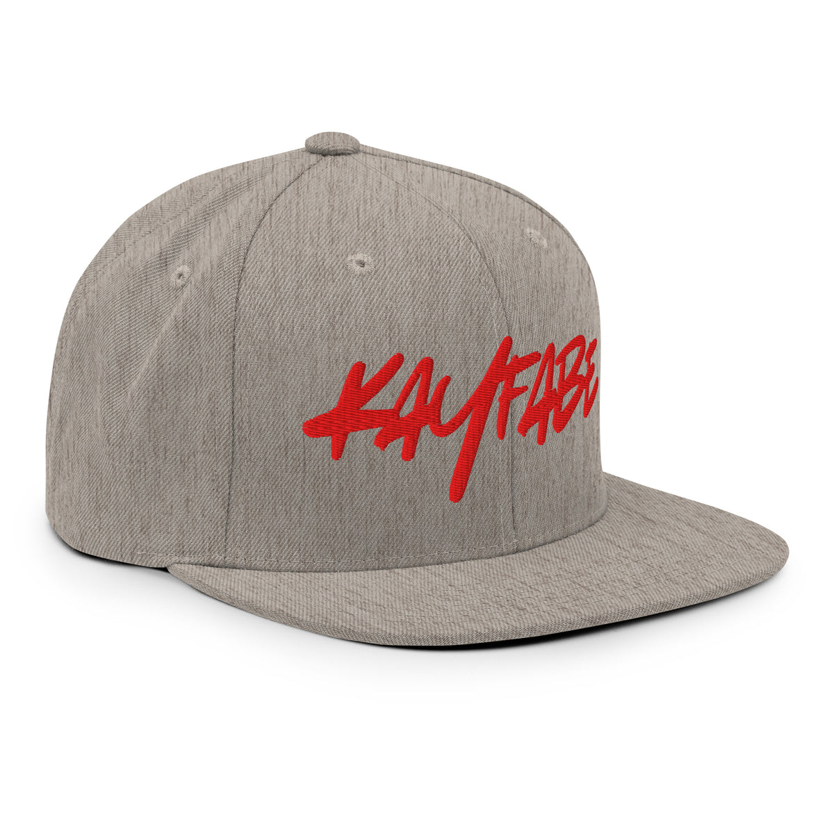 Kayfabe Snapback Hat in heather grey, right front view