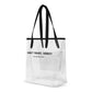 Don't Trust, Verify clear stadium Bitcoin tote by Nikki Nakamoto
