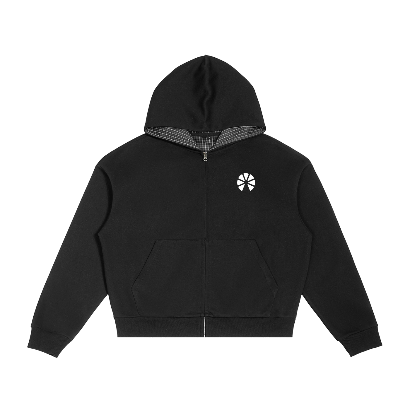 Black Club Orange hoodie with a small white logo on a white background