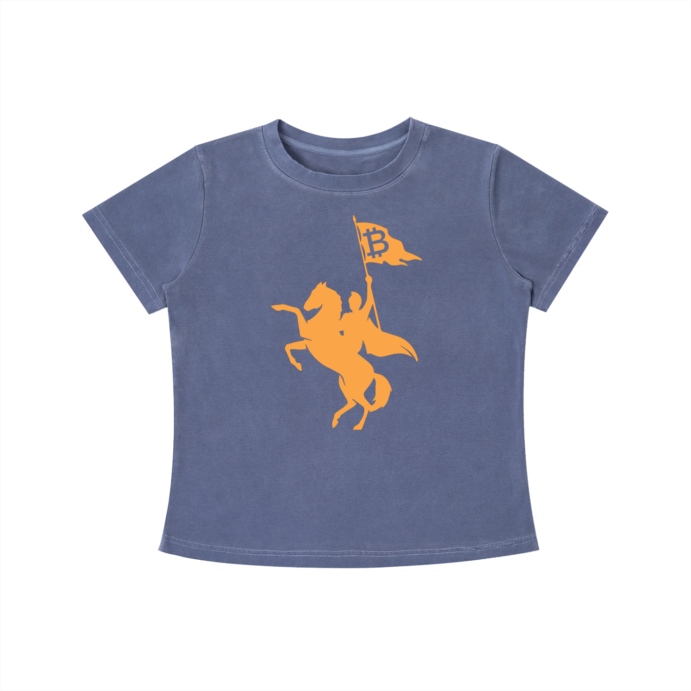 (Navy Blue) The Orange Habit Soft Revolution Women's Bitcoin T-Shirt at SVRN Society