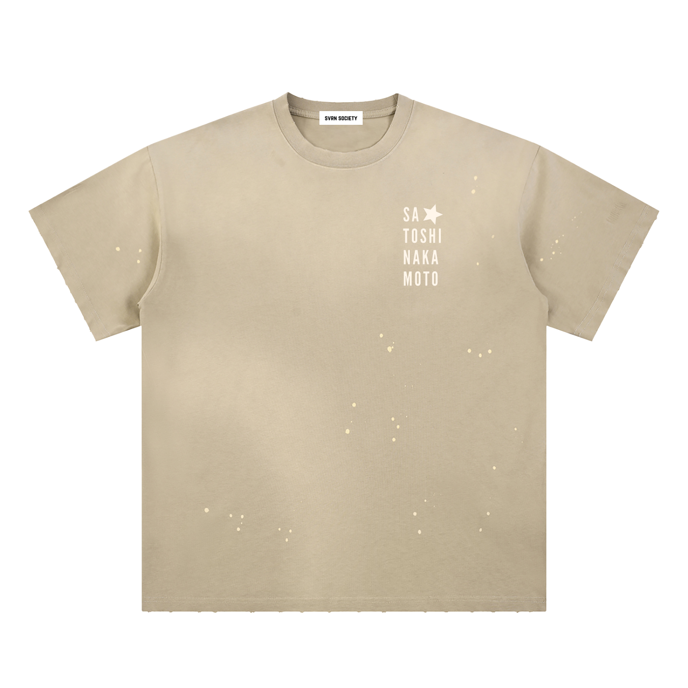 Nakamoto: Hand-Frayed Sunfade Paint Splatter T-Shirt