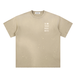 Nakamoto: Hand-Frayed Sunfade Paint Splatter T-Shirt