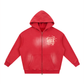 Red bitcoin hoodie with a white captivated graphic design on a white background