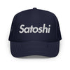 Satoshi blue Bitcoin trucker cap by The Orange Habit at SVRN Society (Navy)