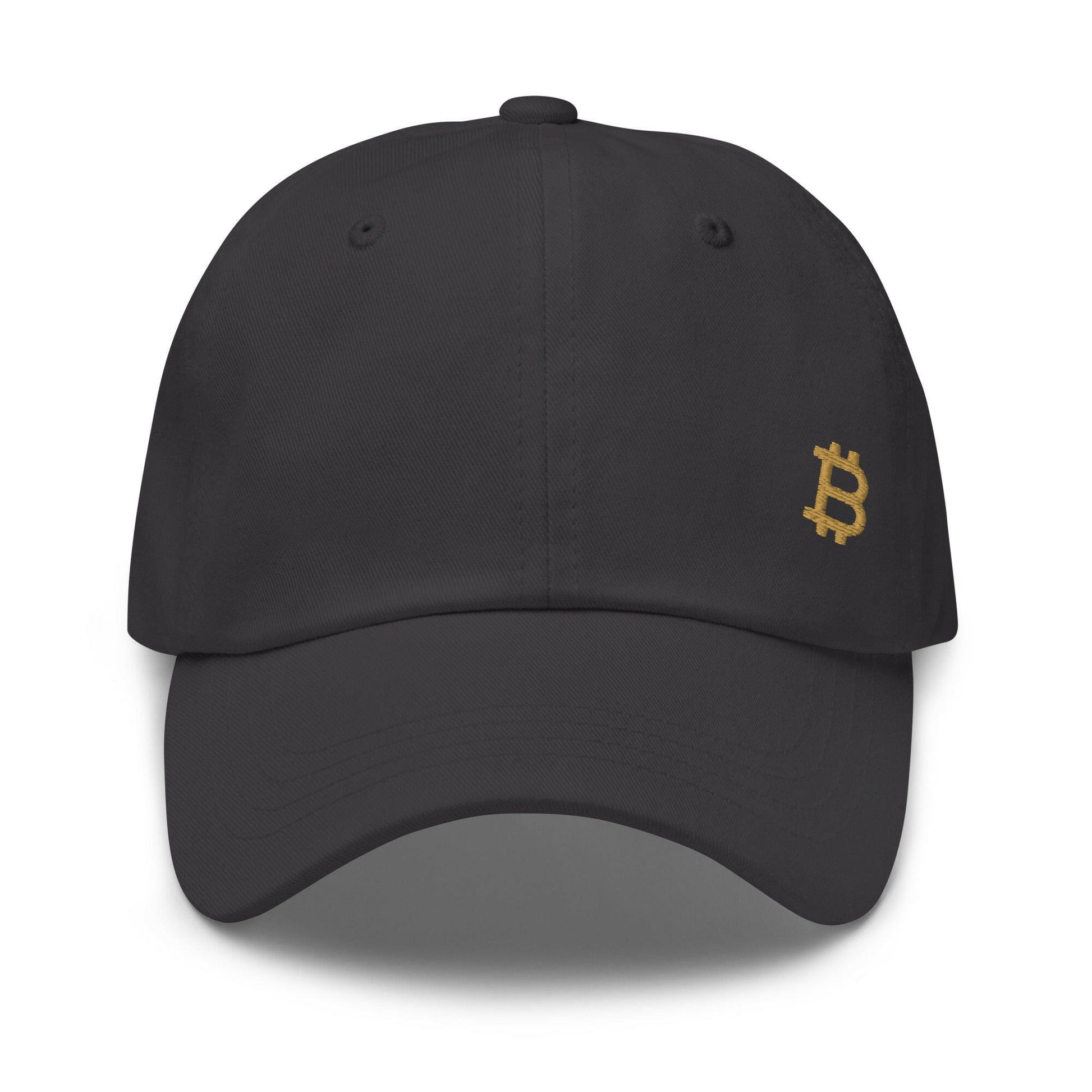Front of the Bitcoin logo dad hat (grey) - SVRN Society