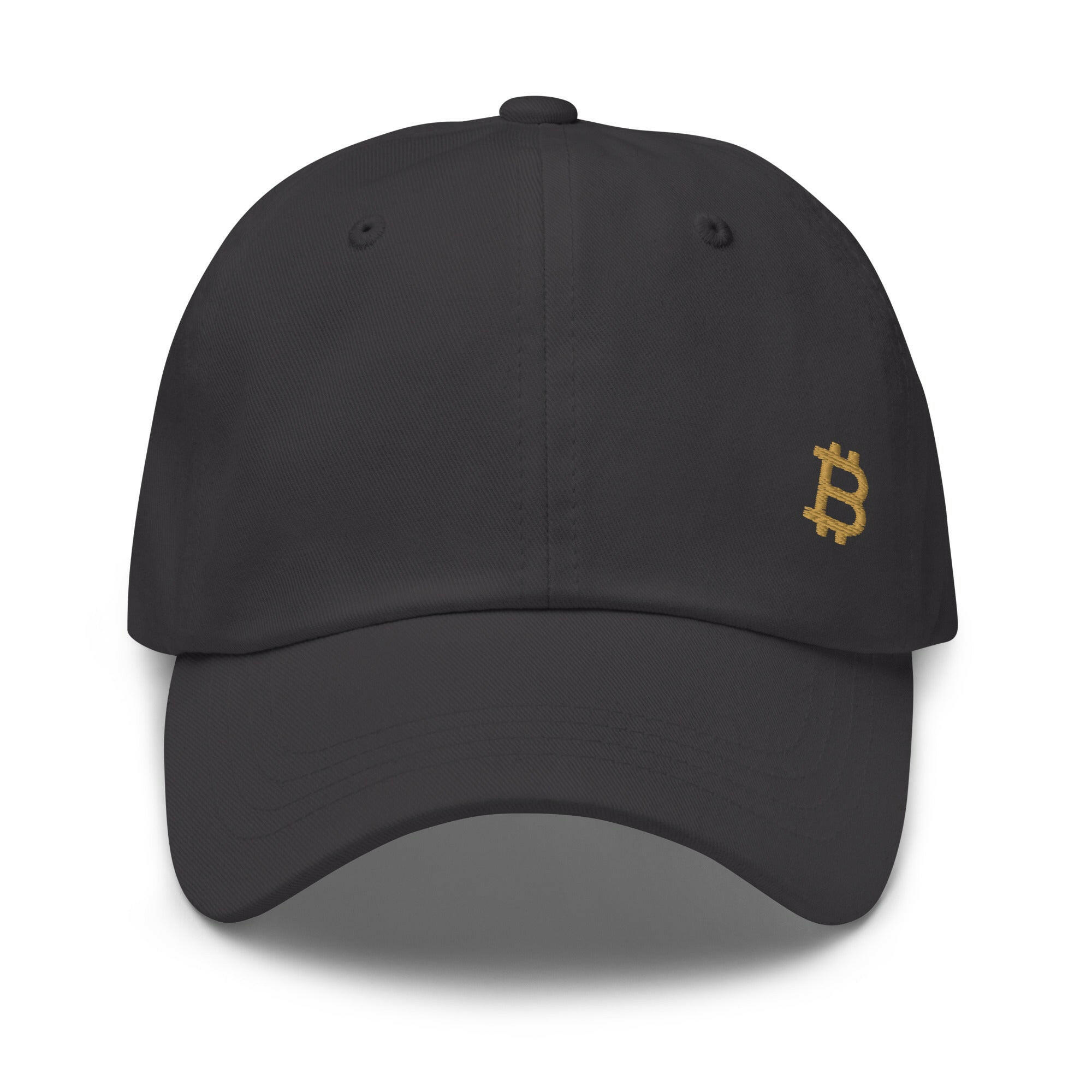 Front of the Bitcoin logo dad hat (grey) - SVRN Society