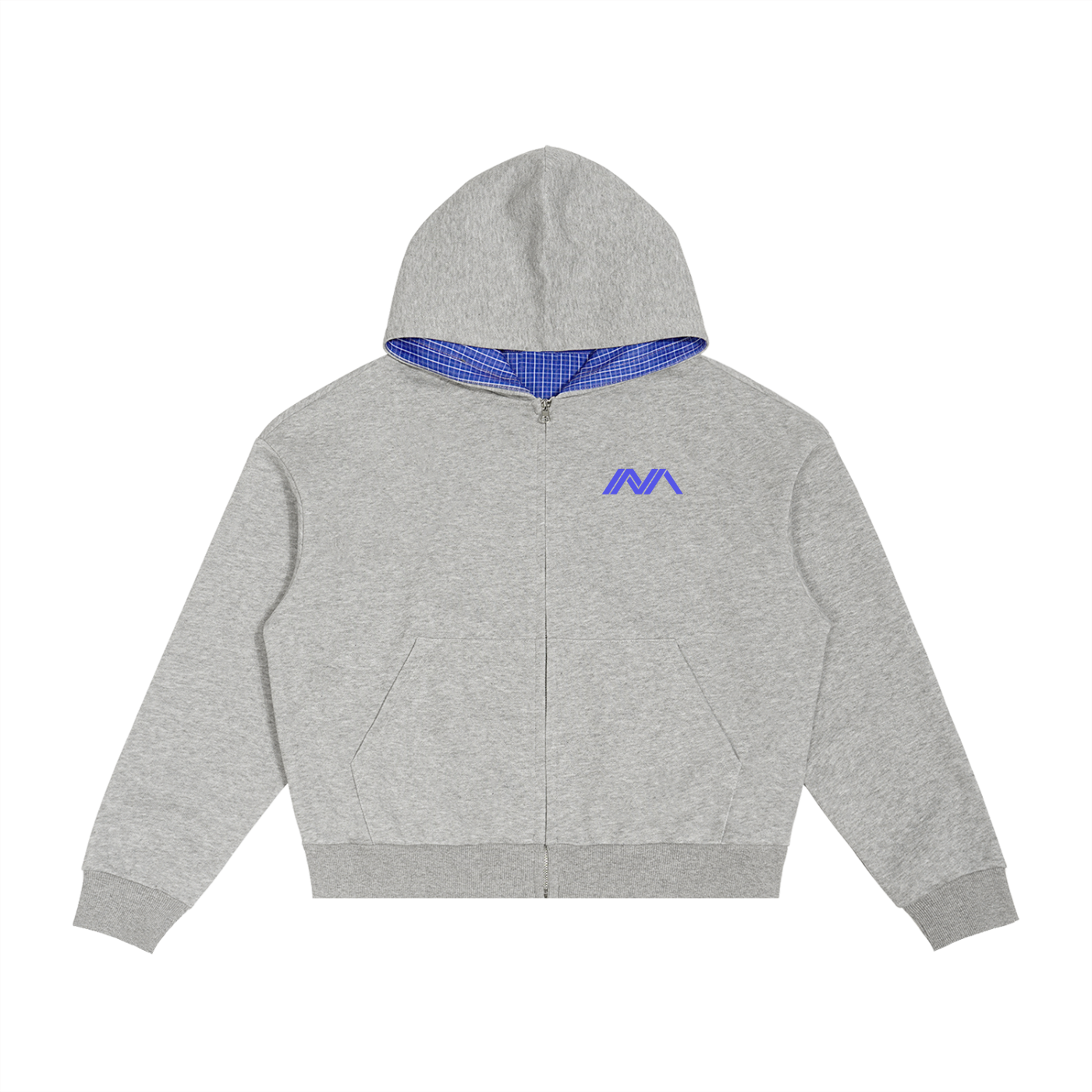 Gray hoodie with the Manna Bitcoin logo on a white background
