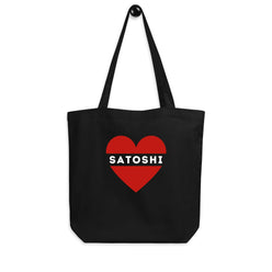 I HEART SATOSHI / Bitcoin Tote - Nikki Nakamoto Bags - The Orange Habit