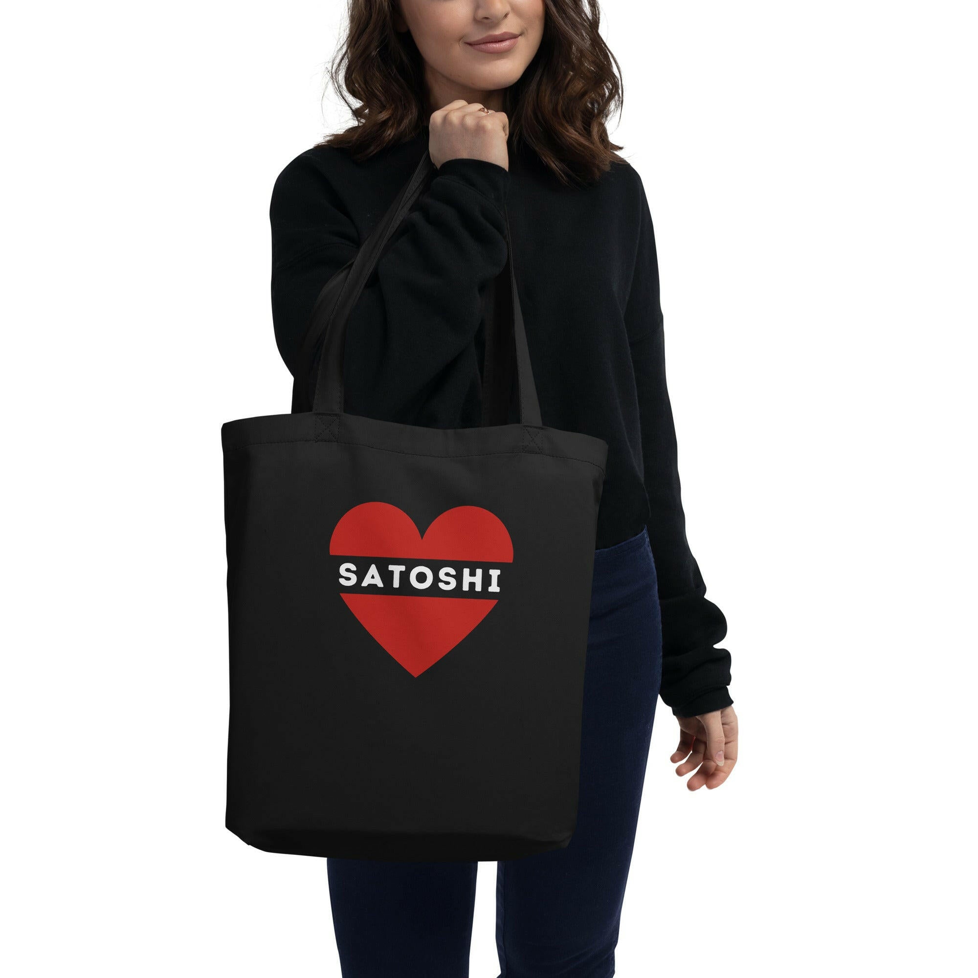 I HEART SATOSHI / Bitcoin Tote - Nikki Nakamoto Bags - The Orange Habit