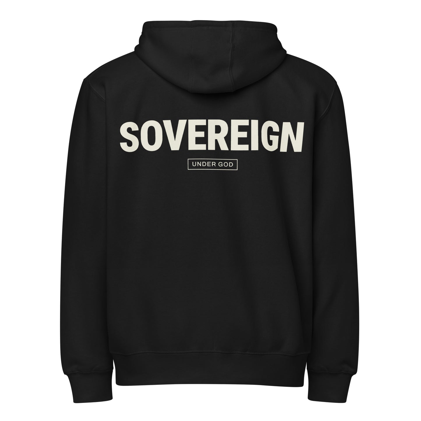 Sovereign under God premium unisex zip hoodie in black | Praise Society