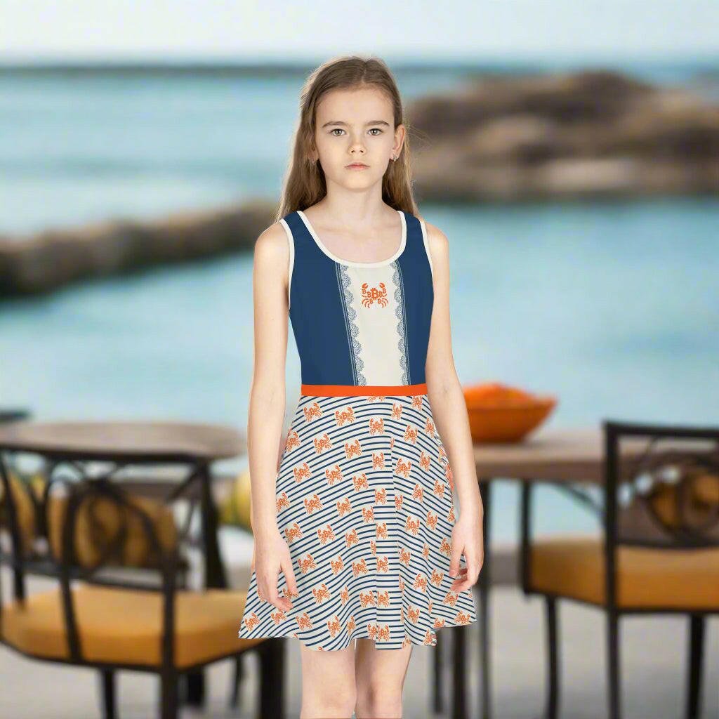 young Girl wearing the Crab B Nautical Bitcoin dress - Lil'B - The Orange Habit