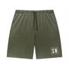 Green Bitcoin shorts with a Satoshi Nakamoto logo on a white background