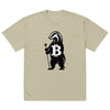 Beige green oversized t-shirt with a honey badger holding a Bitcoin symbol on a white background - SVRN Society