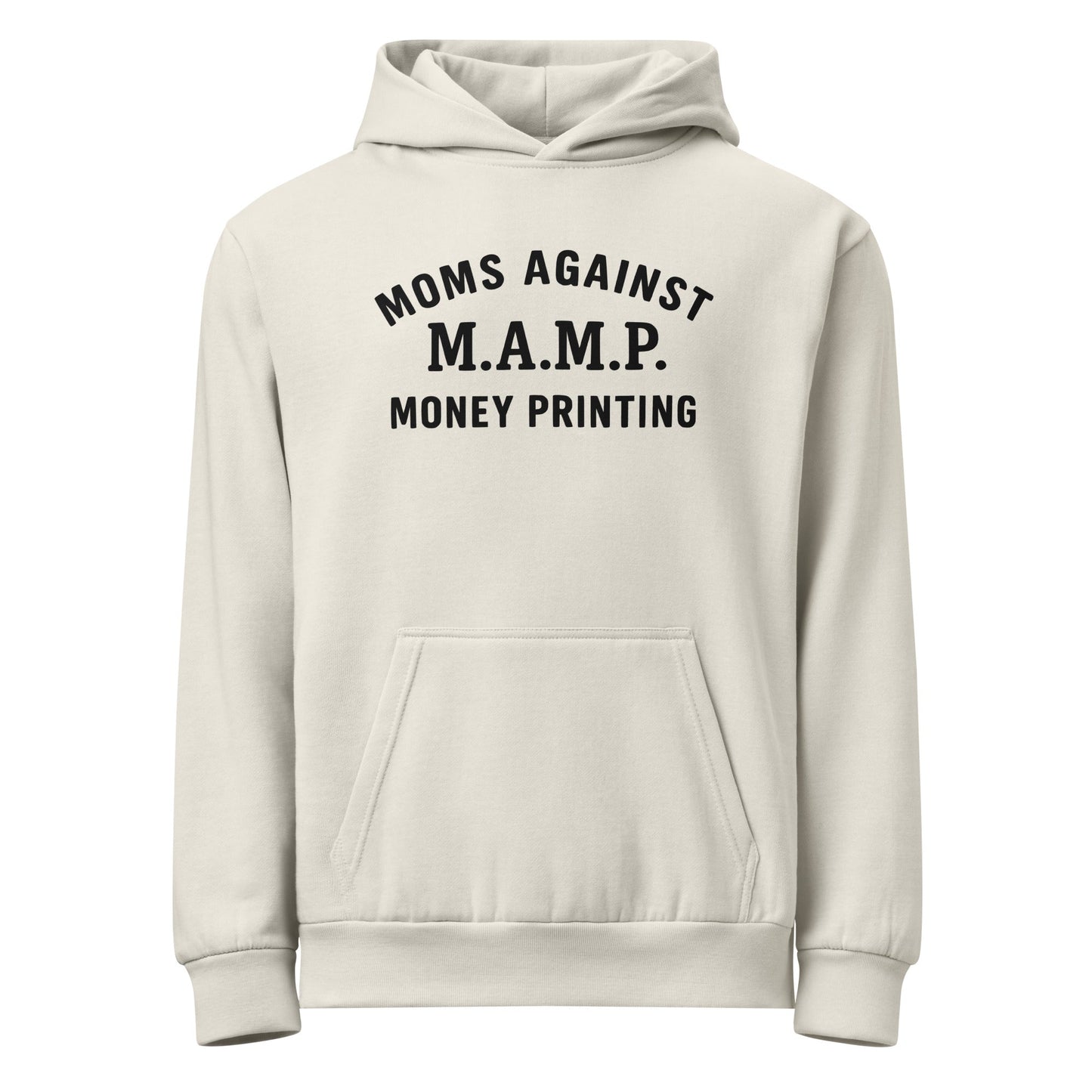 Moms against money printing Bitcoin hoodie in beige by The Orange Habit at SVRN Society.
