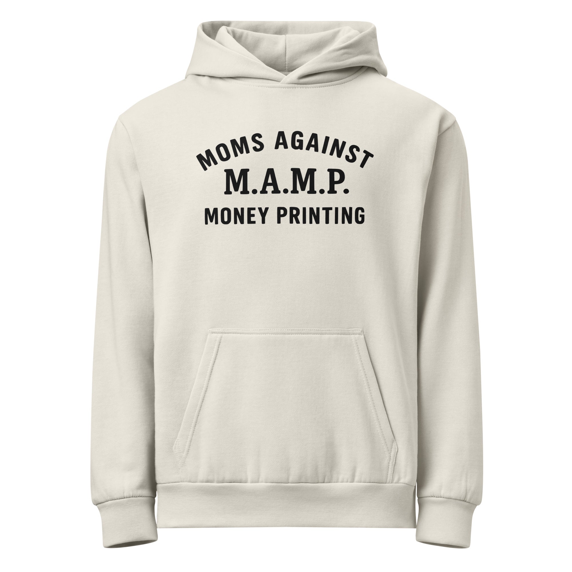 Moms against money printing Bitcoin hoodie in beige by The Orange Habit at SVRN Society.