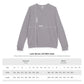 (Heather Charcoal) sweatshirt with size chart on a white background