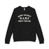 (Black) Moms against money printing sweatshirt with white text on a white background