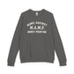 (Charcoal Heather) moms against money printing sweatshirt with white text on a white background