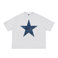 White Nakamoto USA t-shirt with a blue star design on a white background