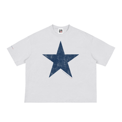 White Nakamoto USA t-shirt with a blue star design on a white background