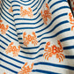 close-up of material and pattern of nautical crab bitcoin b design shirt