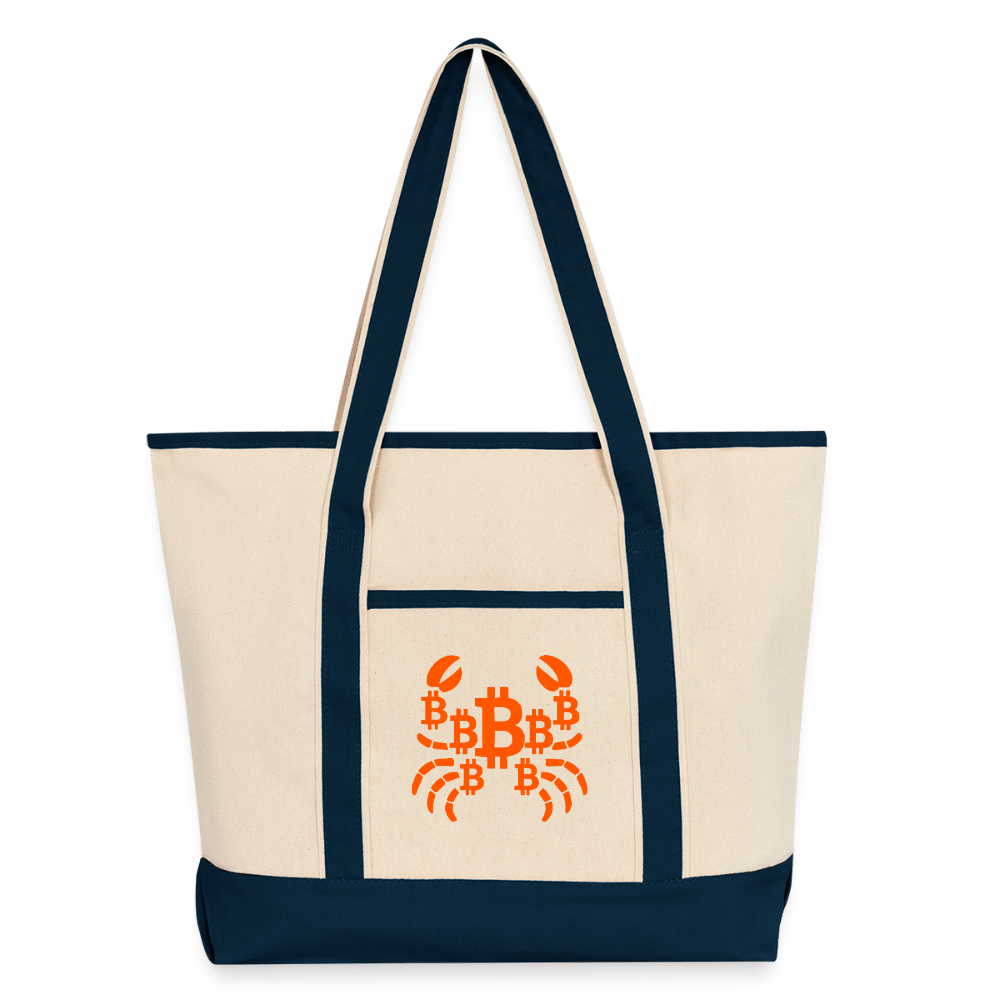 Crab B / Large Canvas Bitcoin Tote - Nikki Nakamoto Bags - The Orange Habit