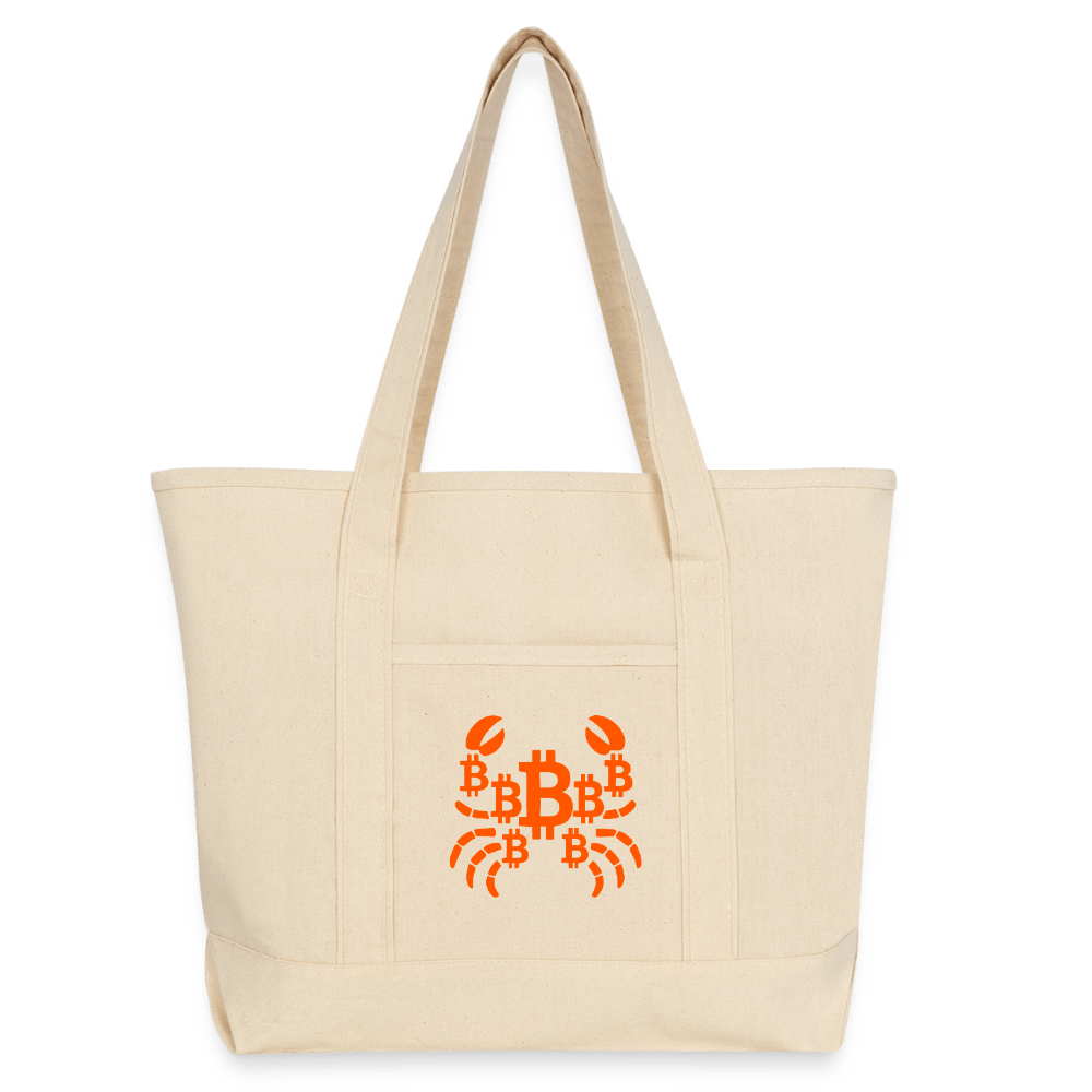 Crab B / Large Canvas Bitcoin Tote - Nikki Nakamoto Bags - The Orange Habit