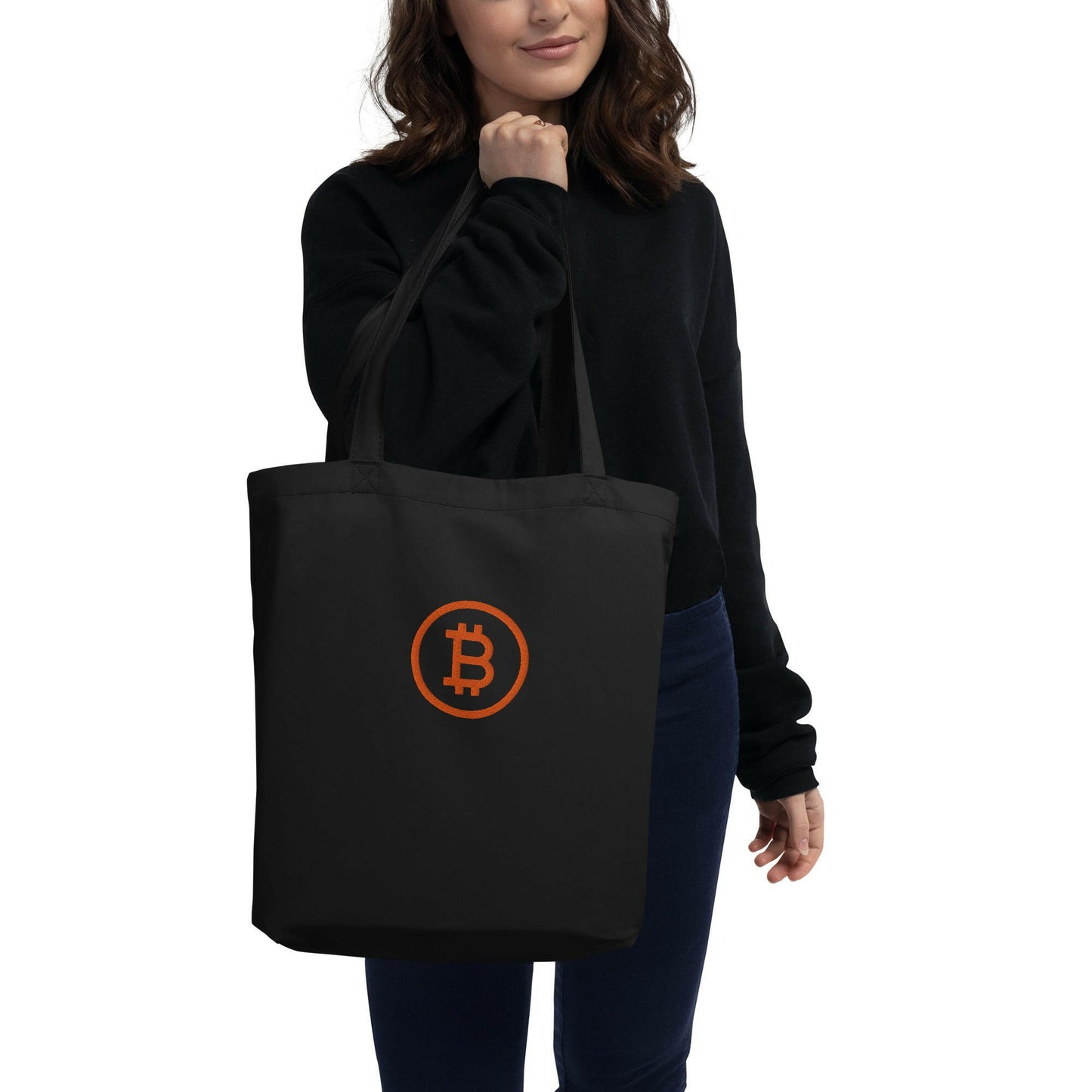 Branded / Organic Cotton Embroidered Bitcoin Tote Bag - Nikki Nakamoto Bags - The Orange Habit