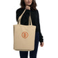 Branded / Organic Cotton Embroidered Bitcoin Tote Bag - Nikki Nakamoto Bags - The Orange Habit