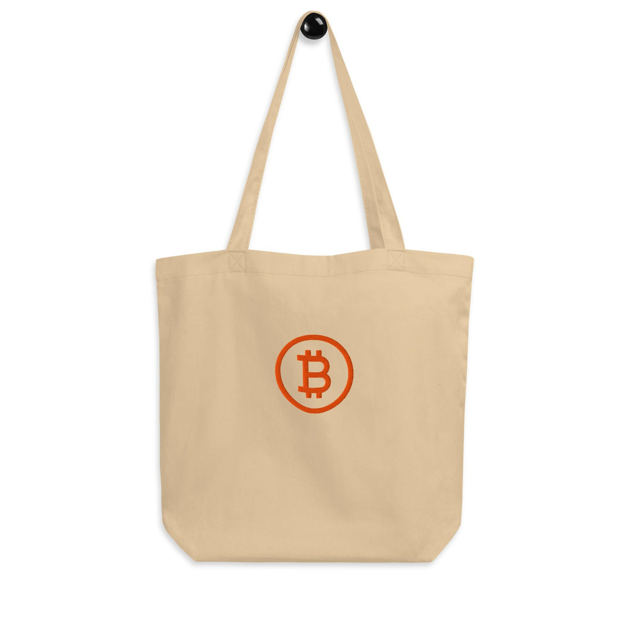 Branded / Organic Cotton Embroidered Bitcoin Tote Bag - Nikki Nakamoto Bags - The Orange Habit