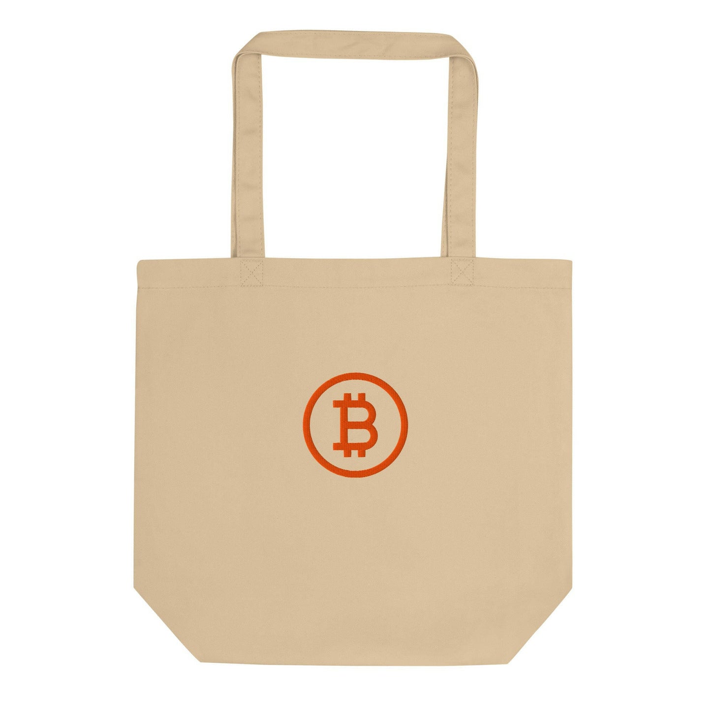 Branded / Organic Cotton Embroidered Bitcoin Tote Bag - Nikki Nakamoto Bags - The Orange Habit