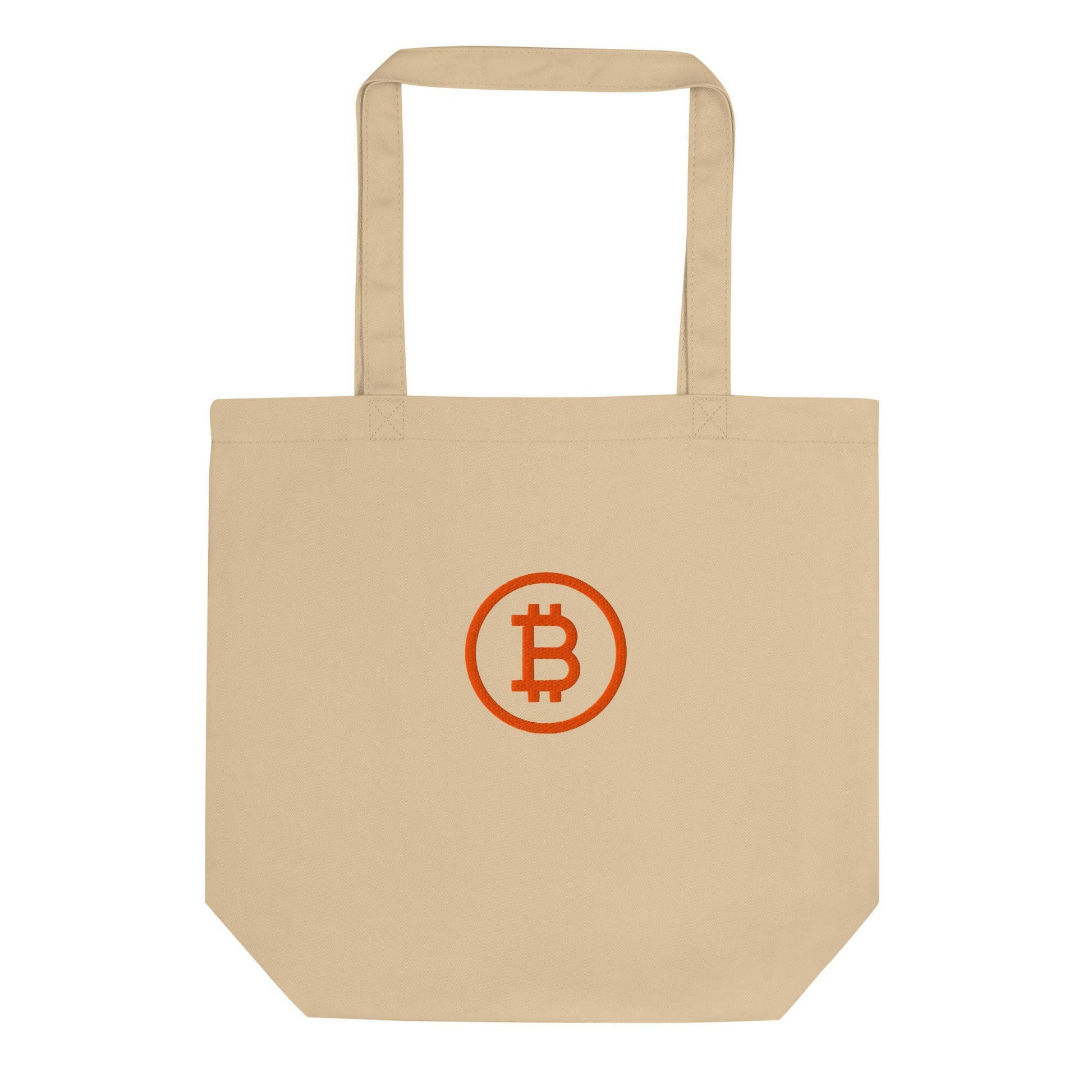 Branded / Organic Cotton Embroidered Bitcoin Tote Bag - Nikki Nakamoto Bags - The Orange Habit