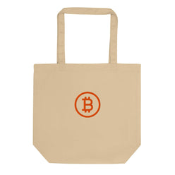 Branded / Organic Cotton Embroidered Bitcoin Tote Bag - Nikki Nakamoto Bags - The Orange Habit