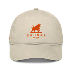 SATOSHI HODLr / Organic Bitcoin Dad Hat - Nikki Nakamoto Hats - The Orange Habit