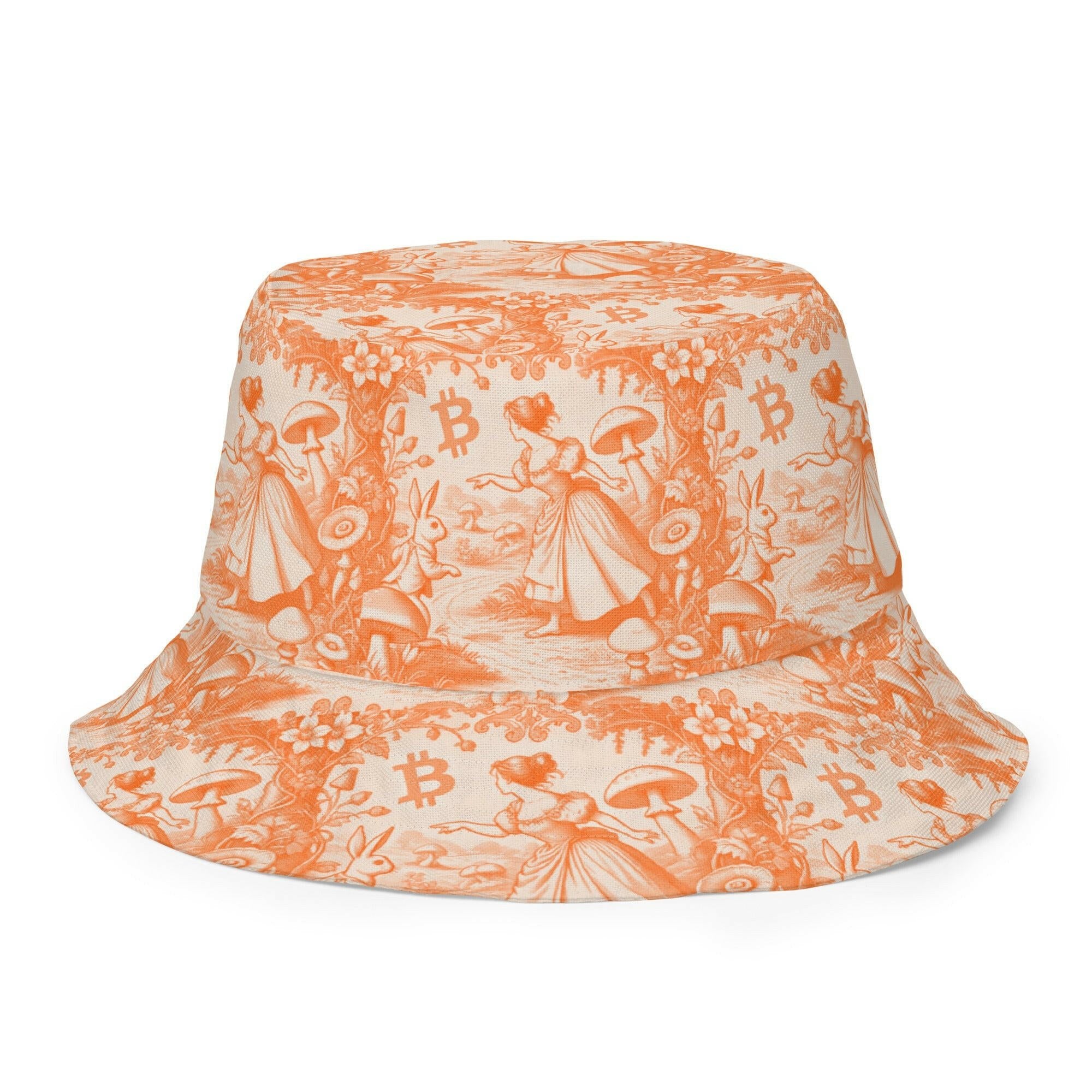 Rabbit Hole / Reversible Bitcoin Bucket Hat - Nikki Nakamoto Hats - The Orange Habit