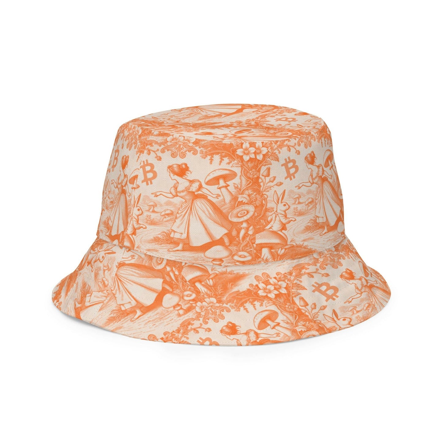 Rabbit Hole / Reversible Bitcoin Bucket Hat - Nikki Nakamoto Hats - The Orange Habit