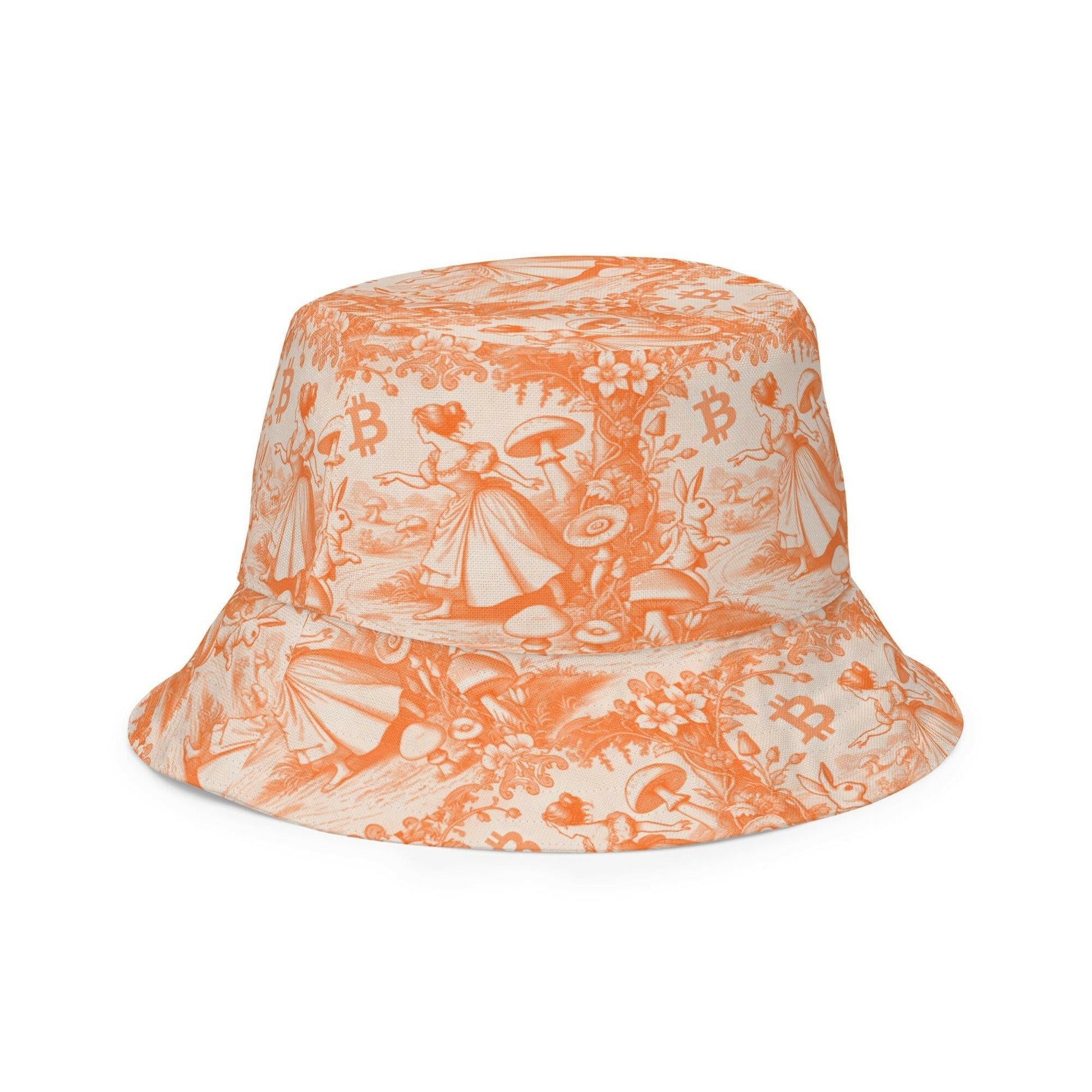 Rabbit Hole / Reversible Bitcoin Bucket Hat - Nikki Nakamoto Hats - The Orange Habit