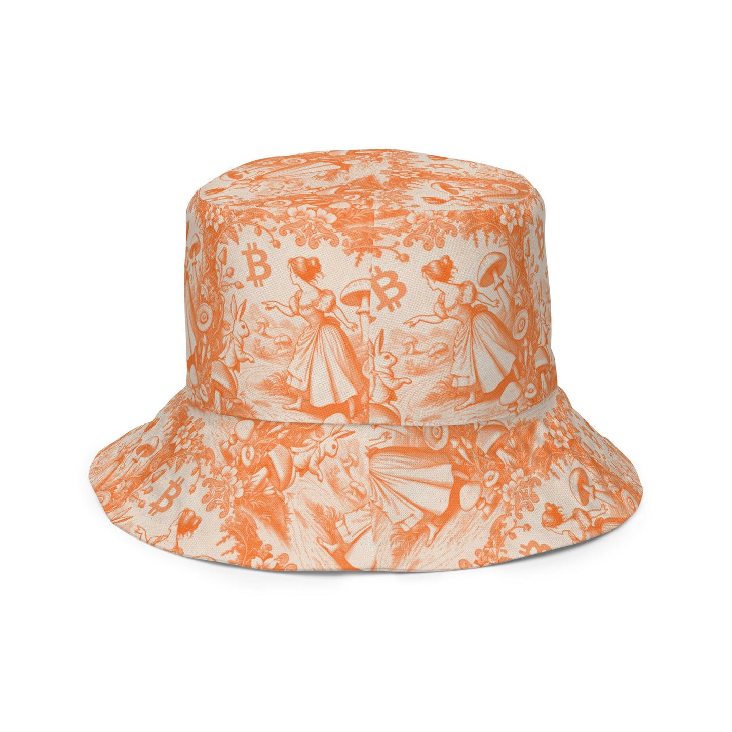 Rabbit Hole / Reversible Bitcoin Bucket Hat - Nikki Nakamoto Hats - The Orange Habit