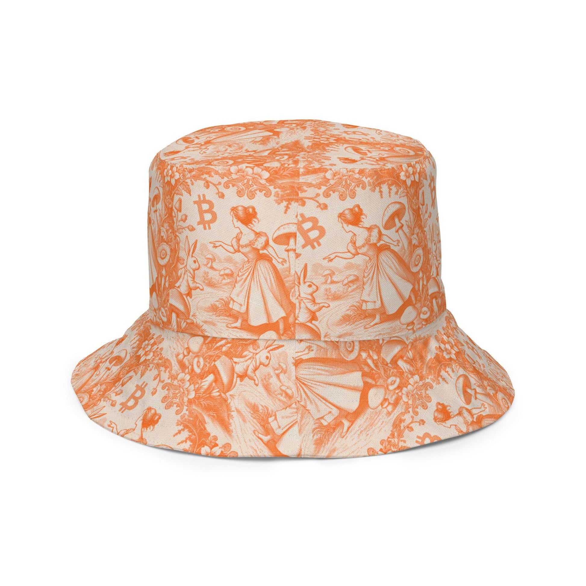 Rabbit Hole / Reversible Bitcoin Bucket Hat - Nikki Nakamoto Hats - The Orange Habit