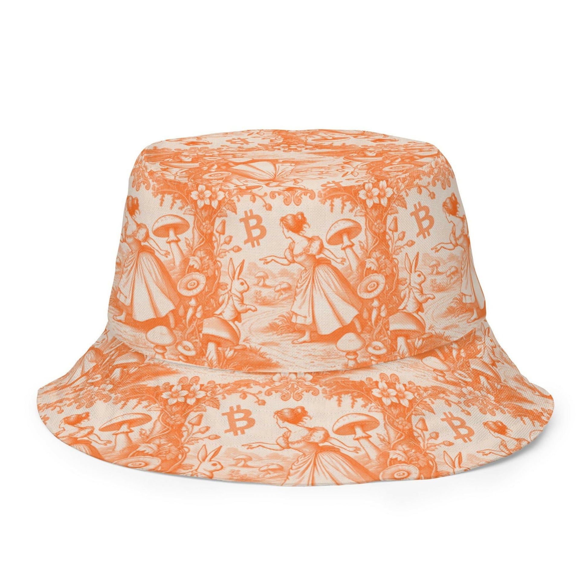 Rabbit Hole / Reversible Bitcoin Bucket Hat - Nikki Nakamoto Hats - The Orange Habit