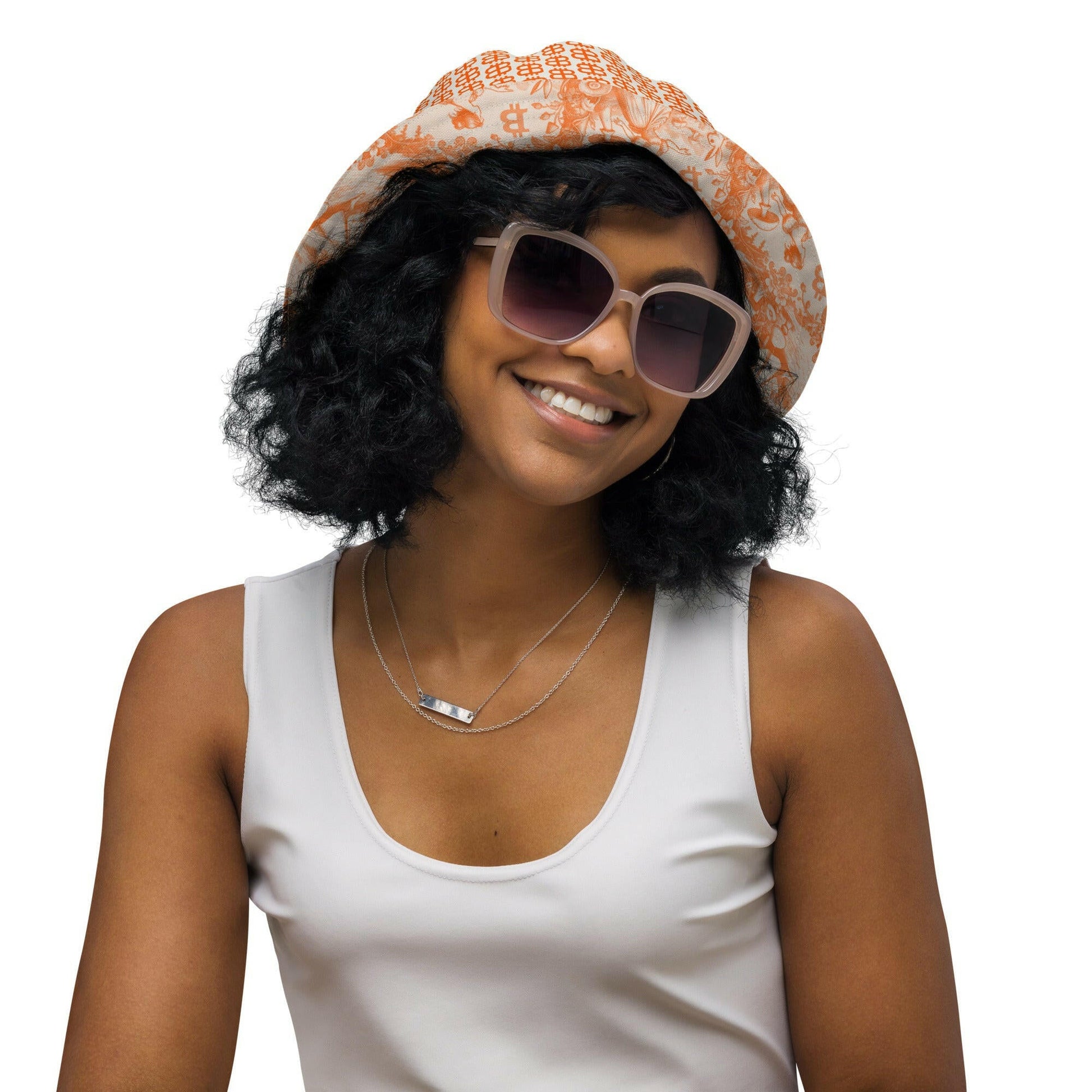 Rabbit Hole / Reversible Bitcoin Bucket Hat - Nikki Nakamoto Hats - The Orange Habit