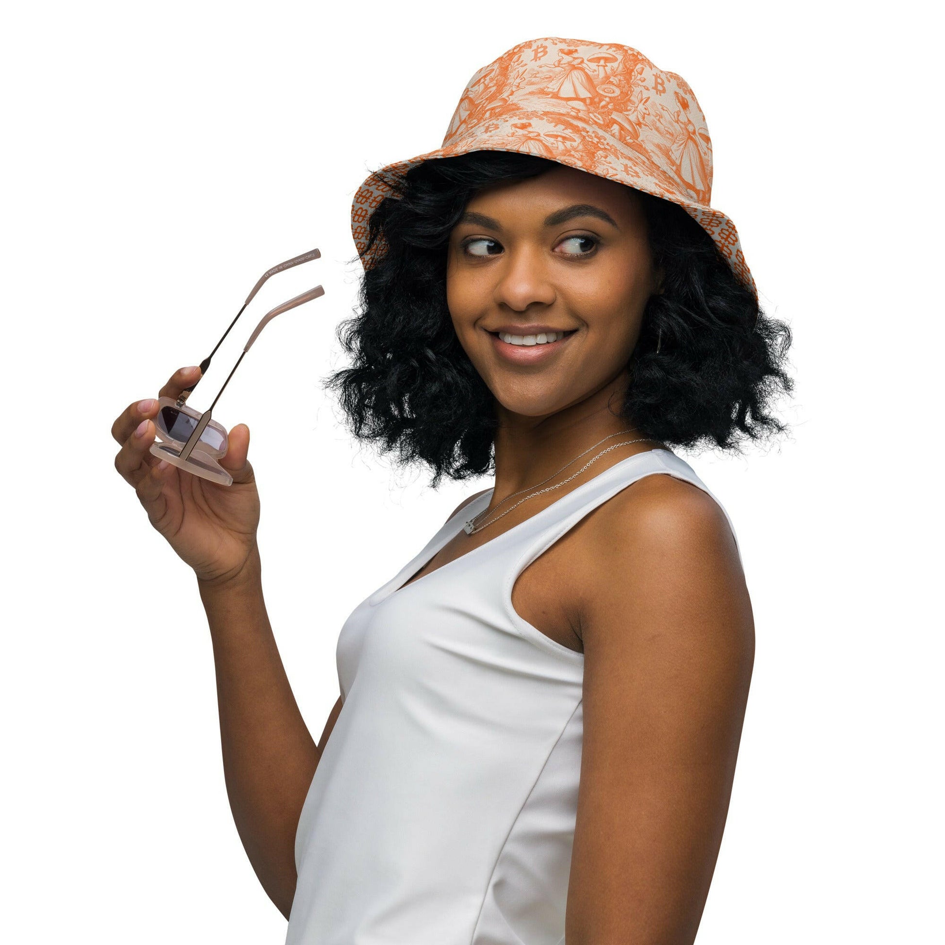Rabbit Hole / Reversible Bitcoin Bucket Hat - Nikki Nakamoto Hats - The Orange Habit