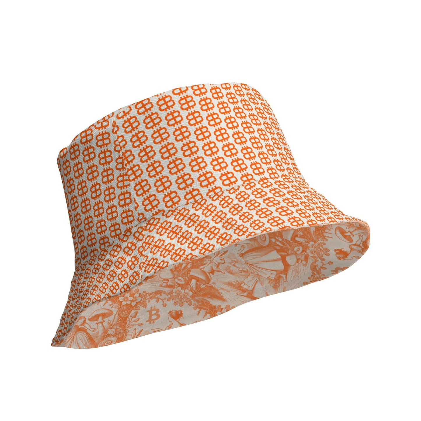 Rabbit Hole / Reversible Bitcoin Bucket Hat - Nikki Nakamoto Hats - The Orange Habit